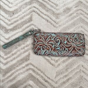Patricia Nash Elegant Floral Embossed Wristlet